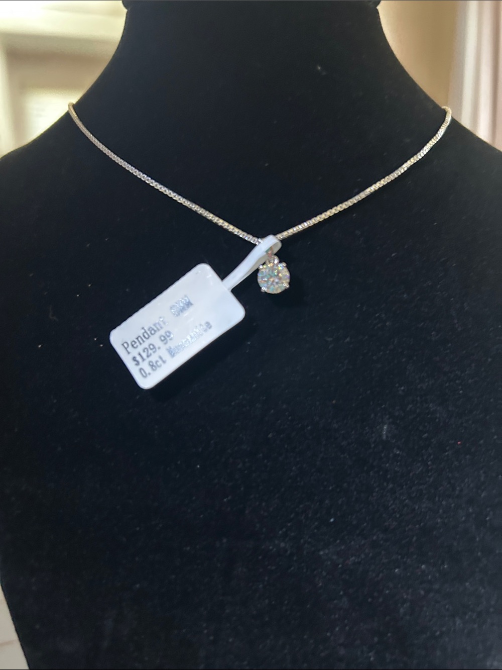 Sterling Silver White Pendant Necklace with Moissanite